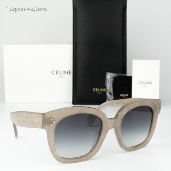Celine Women Sunglasses Grey Silver Glitter Grey Grad Geometric CL4002UN 20B NEW main image 5